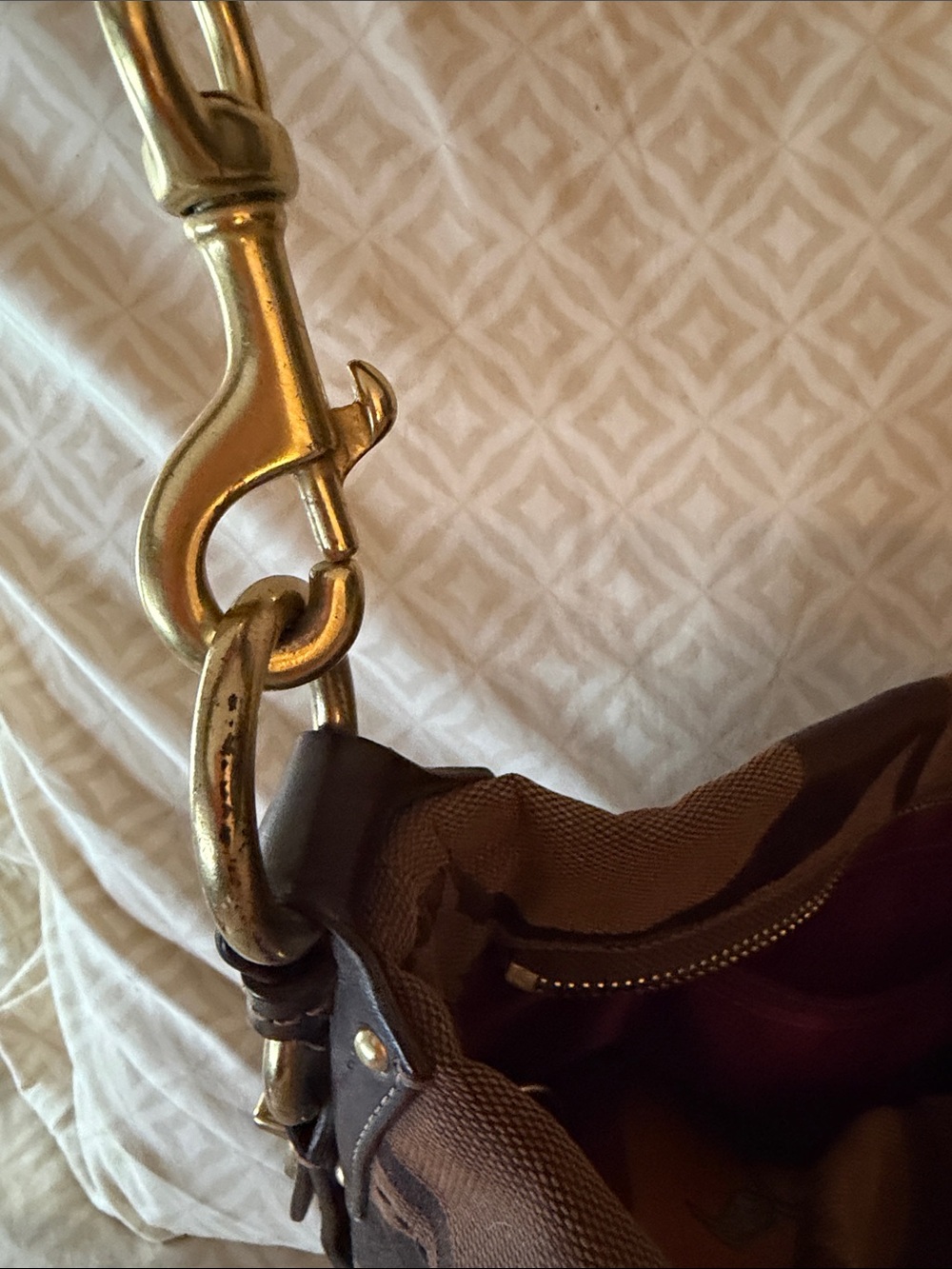 Authentic Coach Carly Signature Jacquard Chocolate Hobo Bag - Picture 11 of 14
